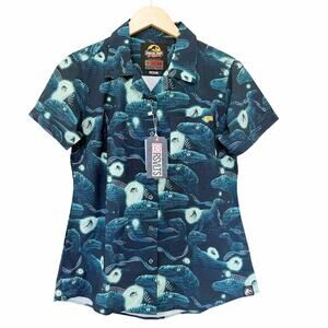 RSVLTS Jurassic Park You Bred Raptors Short Sleeve Button Down Sz M